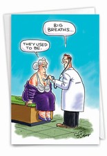 1 Funny Blank All Occasions Greeting Card - Big Breaths - with Envelope, US-Made