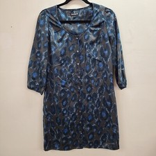 Express Dress Women Small Blue Lightweight Button Front Knee Length 3/4 Sleeve