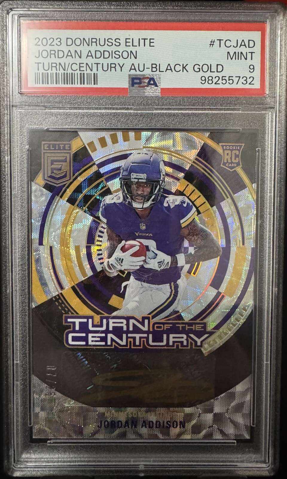 2023 Elite Jordan Addison Turn Of The Century Black Gold Ink Auto /25 SP Vikings
