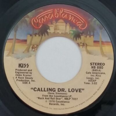 KISS Calling Dr. Love NB880 7'' 45rpm Vinyl VG+near++ 1976 Pitman Label Variation