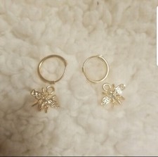 Gold Bee Hoop Earrings