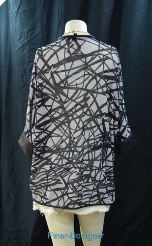 Alberto Makali stretch semi sheer JACKET light coat top blouse cover knit L NEW - Picture 4 of 8