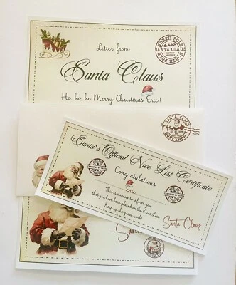 Letter From Santa, Nice List Certificate, Christmas Eve Box Filler Personalised