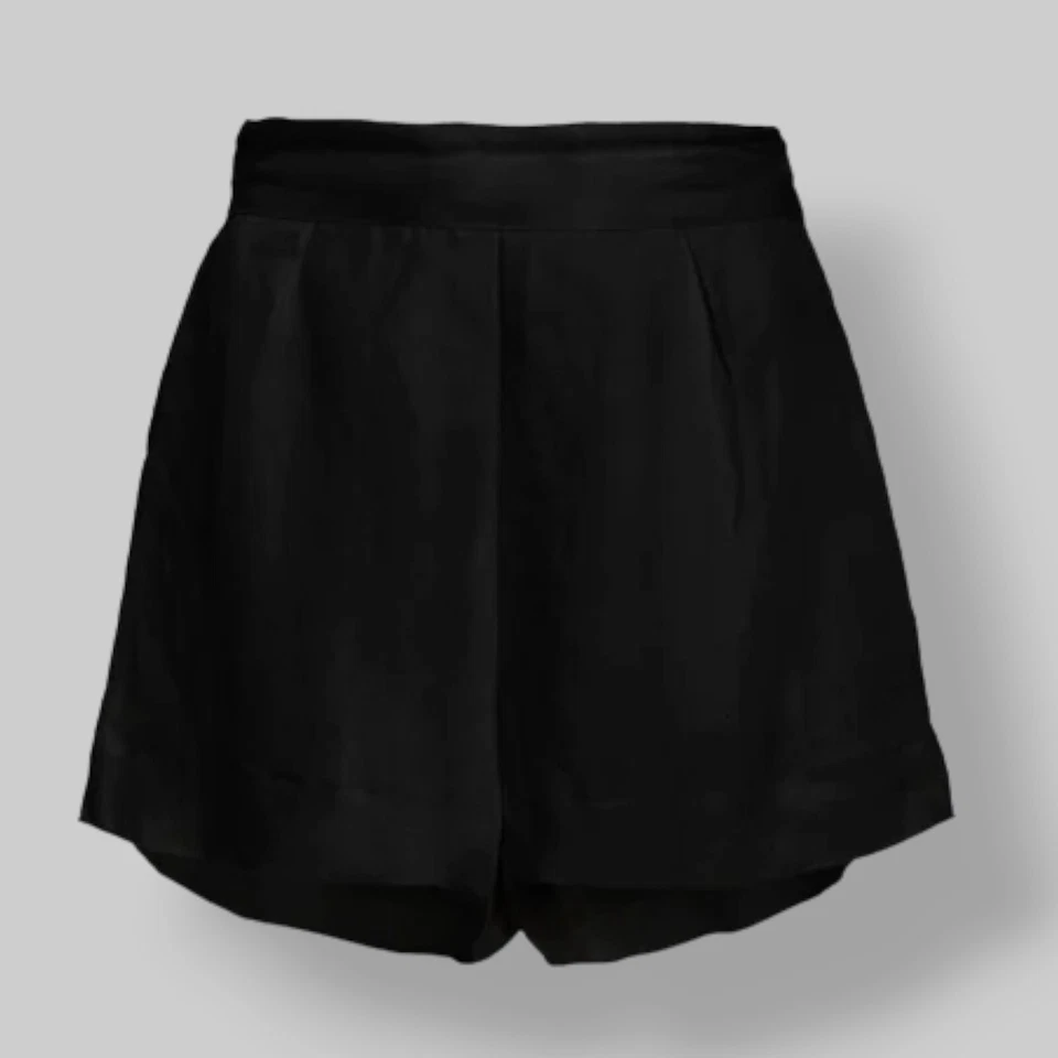 $240 Anemos Pantalones Cortos Para Mujer Negros Cintura Alta Bermudas Poliéster Talla M