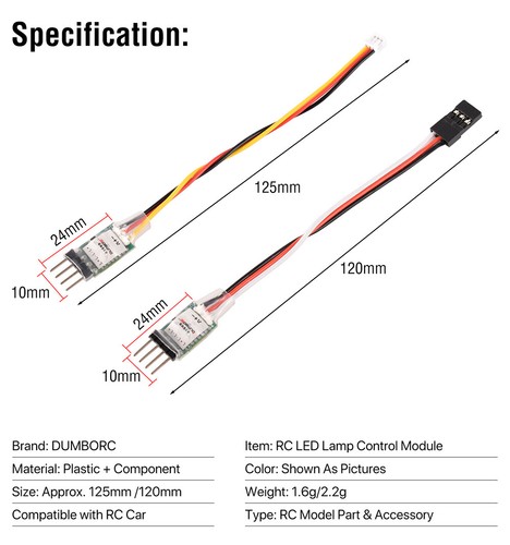DUMBORC RC LED Lamp Light Controller 3CH for RC Mini Car Fixed Wing Aircraft - Picture 10 of 12