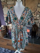 Shein Tie Back Green Multi Summer Dress Size S BNWT