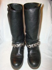 Vintage Black Leather Steel Toe Vibram Engineer Biker Boot Union Made Size 9