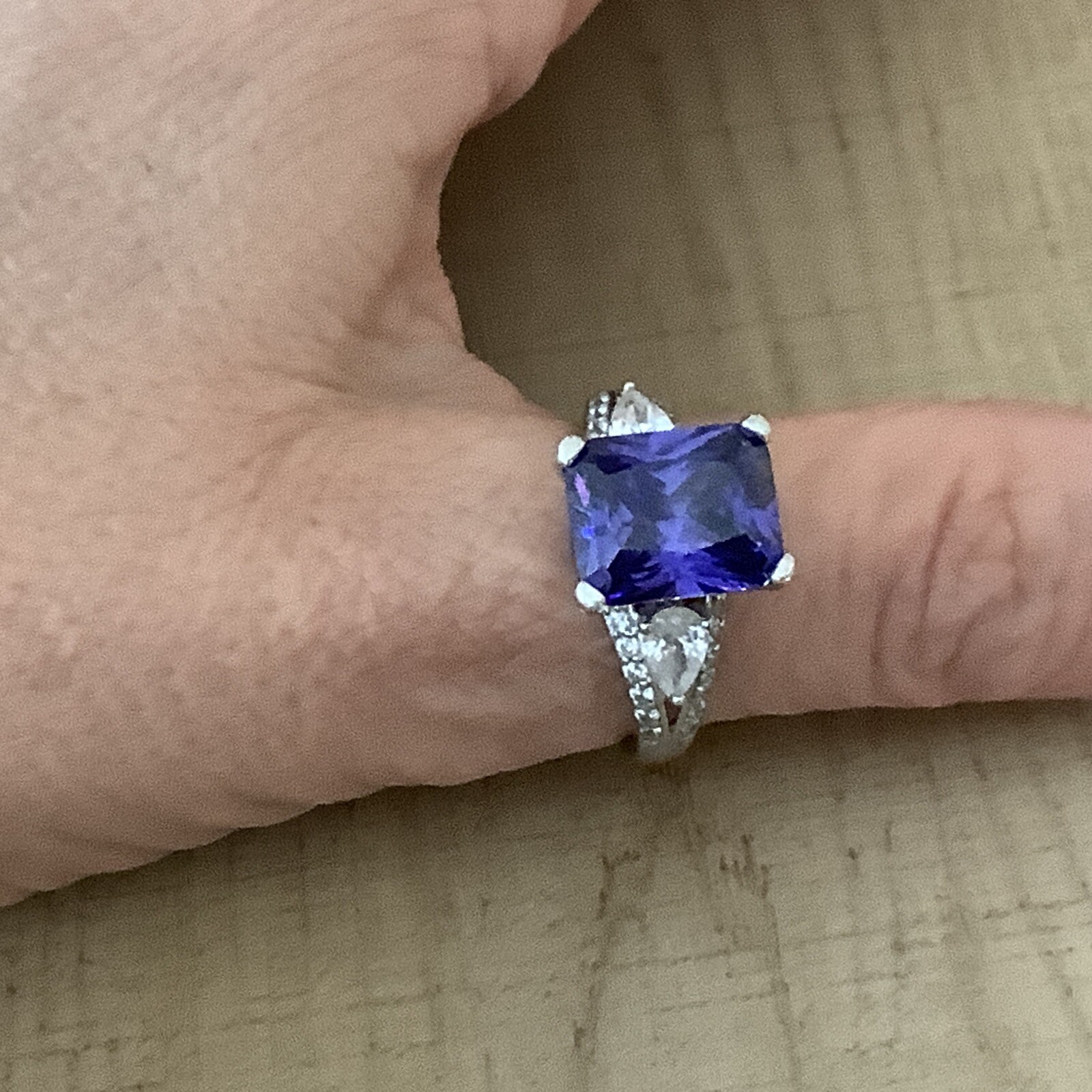 Sterling Silver Rectangular Deep Purple Amethyst … - image 6