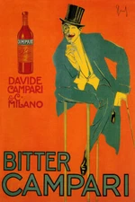 ITALY MAN DRINKING BITTER CAMPARI DAVIDE CAMPARI MILANO VINTAGE POSTER REPRO
