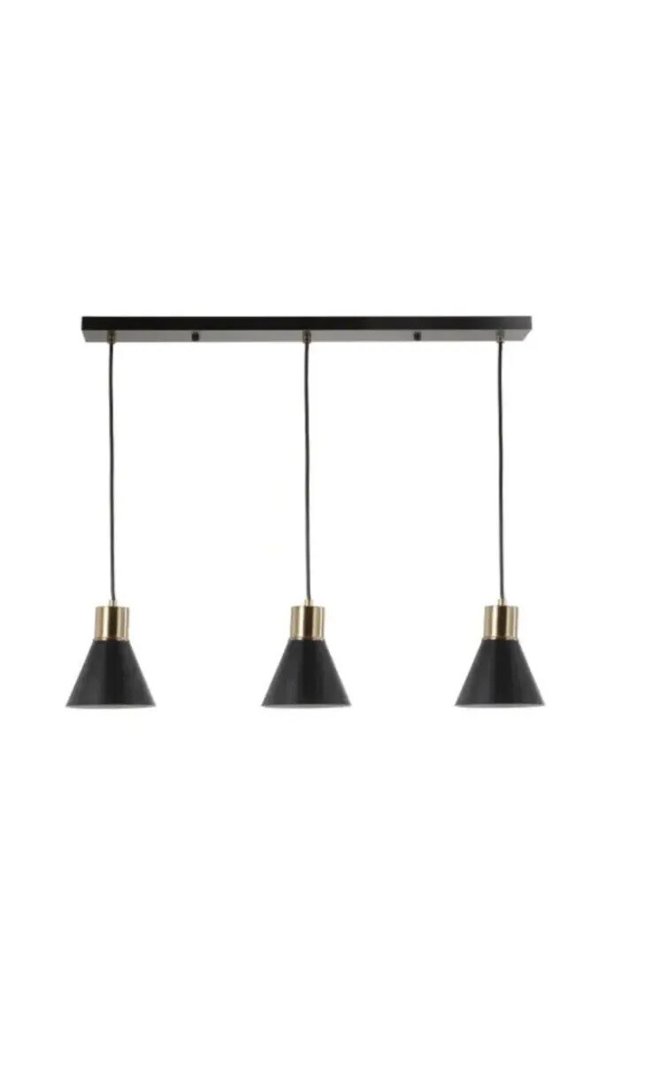 Jonathan Y Apollo 33.5 Inch 3-Light Black Brass Gold Modern LED Pendant