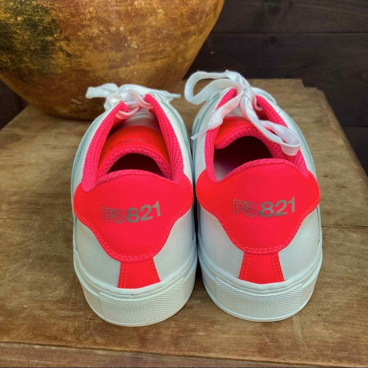NEW PS821 Mens Pink Neon Leather Alpha Italy Sneaker size US  display picture 2