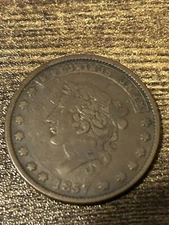 Hard Times Token #48, 1837 Liberty Head, Not One Cent, Details R-1 Copper, X-101