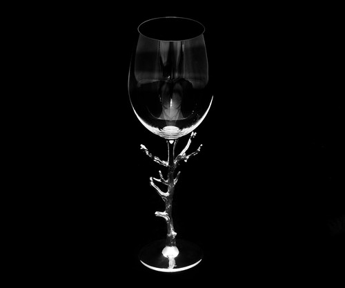 Wine & Champagne Glasses Bordeauxkelch Red Metal Tree Trunk - Picture 10 of 10
