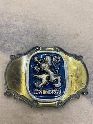 Vintage 1980 Raintree Belt Buckle Embossed Lowenbrau Beer