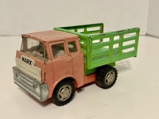 Vintage Marx 1971 Pressed Steel Green  Red Panel Stake Truck MCMLXXI Marx Japan