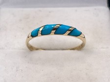 9ct Gold Hallmarked Ladies Turquoise Ring. Goldmine Jewellers.