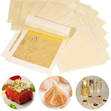 24K Edible Gold-Leaf Sheets 20 Sheets 4.33 x 4.33cm 1.7" Pure Gold-Foil Lea...