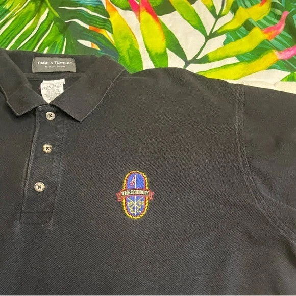 Polo vintage The Foundry Golf Club Page & Tuttle para hombre XXL negro con logotipo bordado Foto 2 de 4