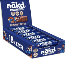 Nakd Blueberry Muffin Natural Fruit Nut Bars Vegan - Gluten Free - 35g x 18 bars