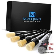 5pcs Car Detailing Brush Set, Boar Hair Car Detailing Brushes, Ultra Black