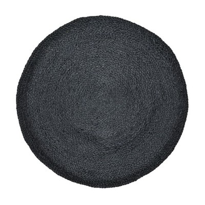 Ethno Boho Deko Jute Teppich Abrila Rund 80cm Schwarz