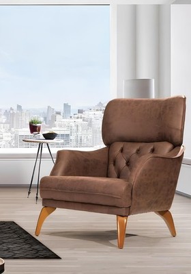 Luxus Einsitzer Sessel Couch Polster Möbel Chesterfield Desing Sofa Leder Neu