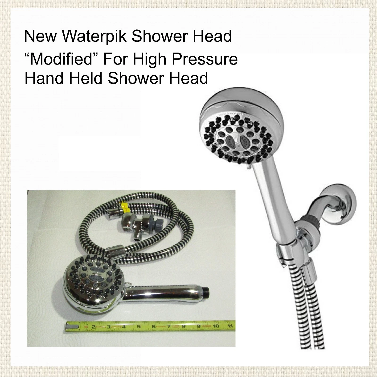 Waterpik Modified High Pressure Hand Held Large 4" Shower Head 7 Settings Chrome
Opens in a new wind