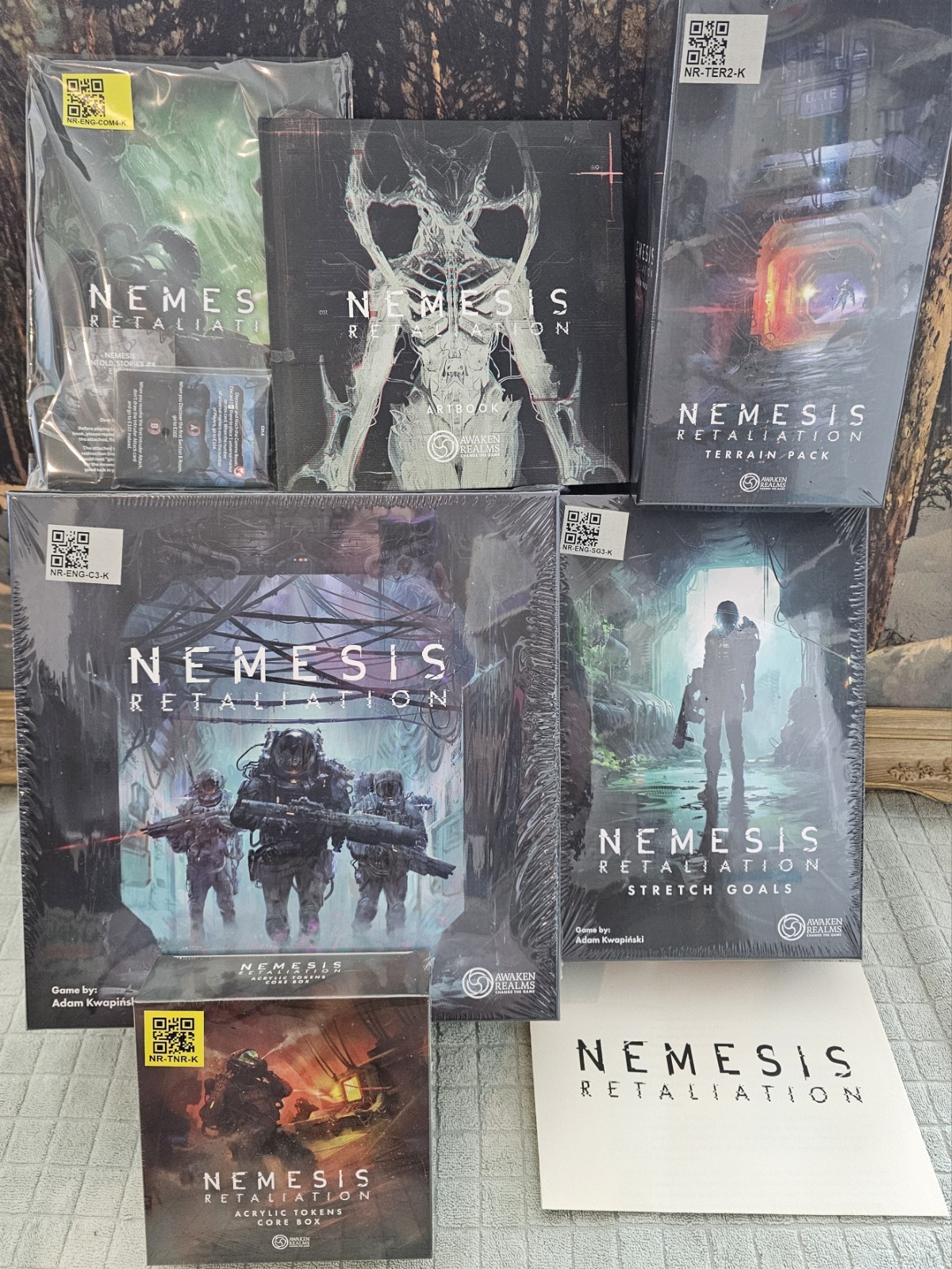 Nemesis Retaliation, Kickstarter, Stretch Goals, Terrain, Acrylic, Book, Game
