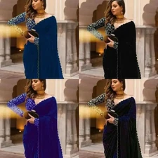 Ready To Wear Embroidered Bollywood Velvet Saree