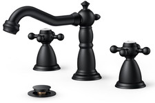 Grifo de ba o vintage negro mate de lat n, 3 orificios, 8 con manijas cruz y de