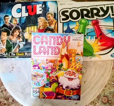 Hasbro Gaming Clue Candy Land Sorry Board Games Lot Complete Ages 3+ 6+ 8+ USA