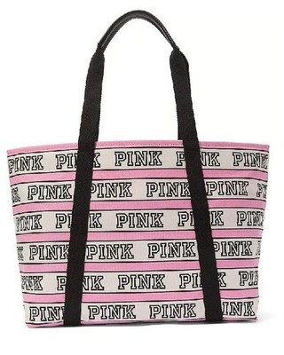 新品未使用Victoria's Secretトートバッグ✨2025ハワイ購入品 Victoria Secret Pink 2025 Tote Bag in Iconic Pink & White Stripe