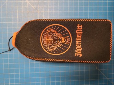 Jagermeister Neoprene Bottle Cooler Insulator Sleeve Zip Case Black Orange Logo