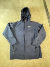 L.L.Bean Kids Navy Sweater Fleece Full Zip Hooded Jacket Sherpa Lined Hood L 14-