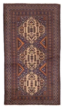 Vintage Geometric Area Rug 3'7" x 6'6" Traditional Hand-Knotted Wool Carpet