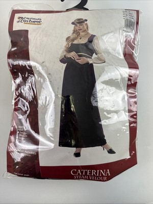 California Costume Caterina Steam Velour Dress Purple Headpiece Womens Medium