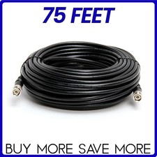 75FT BNC Cable RG59U Male Coaxial Cord RG-59/U Security Camera DVR CCTV Black