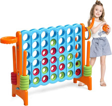 Forza 4 Gigante, Forza Quattro per Bambini Con Canestro, Palla, 5 Anelli E 42 Pi