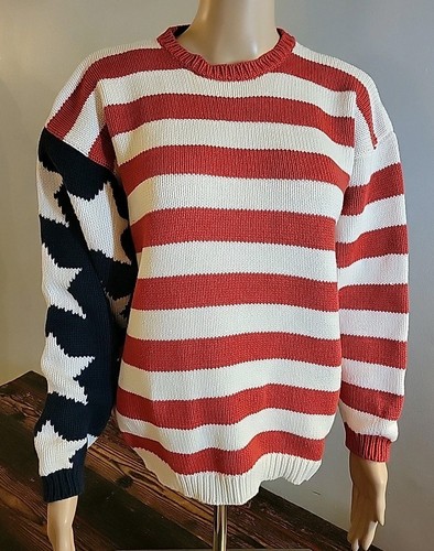 Perry Ellis America American Flag Sweater Stars Stripe Size Small - Picture 1 of 17