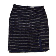 Maeve Anthropologie Hannon Textured Pencil Skirt 14 Navy Blue EUC Textured Slit