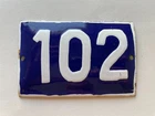 Vintage Enamel Porcelain House Number 102 Door Sign
