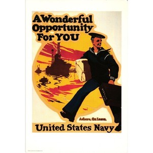 Vintage Postcard United States Navy Early Navy Recruitment Poster