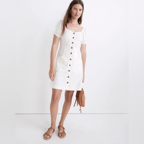 Madewell Linen Cotton Puff Sleeve Mini Dress - 第 1/12 張圖片