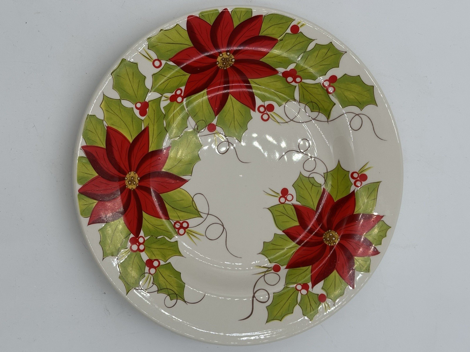 Vintage Pier 1 Poinsetta Dinner Plate 11” Christmas Decor