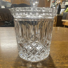 Unmarked Clear Cut Glass Jar Canister w/ Handle Lid, Round 6 in Tall 5 in Dia — photo 1