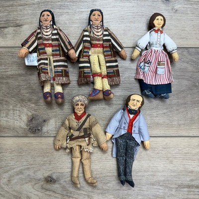 Vintage 1979 Hallmark Historical Cloth Doll Lot Chief Joseph Clara Barton 5pc