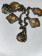 VICTORIAN REVIVAL KARU 5th AVENUE ? MAN WOMAN SERENADE FOB CHARM 7 1/2”BRACELET