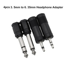 4Pcs Headphone Adaptor Connector 6.3mm Black Converter 1/4 Inch 3.5mm To 6.35mm