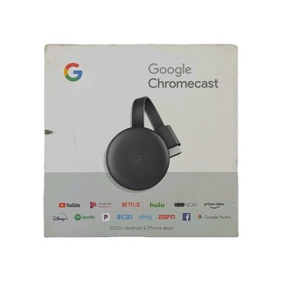 Google Chromecast (3rd Generation) Charcoal Packaging Complete w/Charging Cable