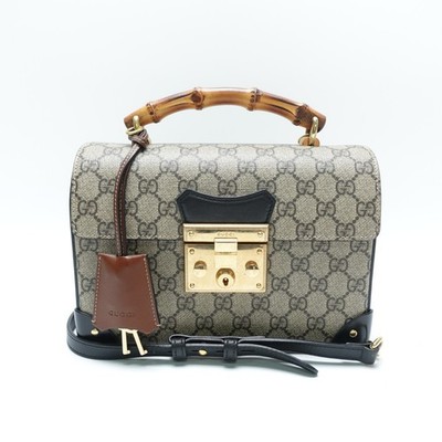 Gucci Padlock  GG Brown&Black Coated Canvas Shoulder Bag T10448213